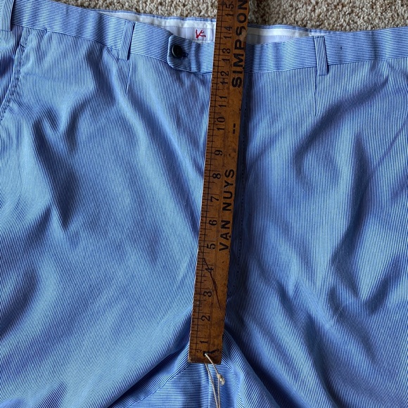 Isaia Napoli Men’s Blue White Stripe Seersucker Flat Front Trousers Pants 42 - Picture 12 of 16